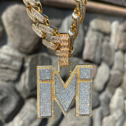 Iced Out Luxury Moissanite Letter Pendant For Men's