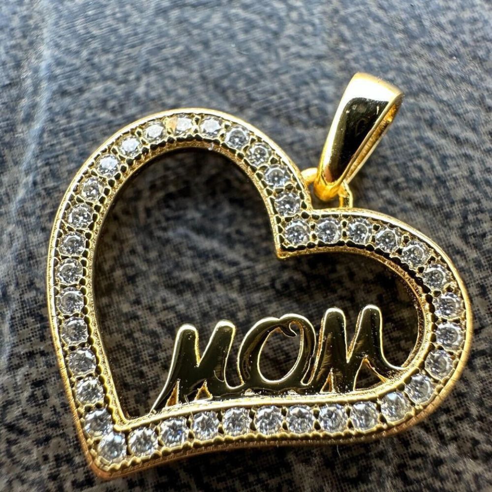 Heart Shaped Mom Latter Moissanite Unisex Pendant