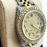 Arabic Number Date Just Dual Tone Iced Out Moissanite Watch