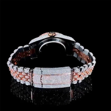 Dual Tone Datejust Moissanite Diamond Luxury Hip Hop Watch