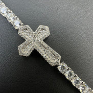 Moissanite Cross Iced Out Tennis Bracelet