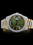 Green Dial Day Date Moissanite Wrist Watch For Men's