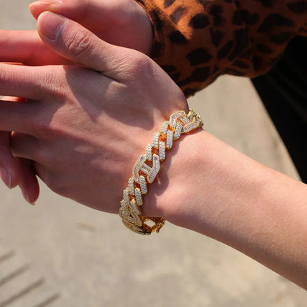 Luxury Hip Hop Moissanite Baguette Cuban Link Bracelet