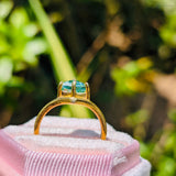 Green Kite Cut Yellow Gold Solitaire Engagement Ring