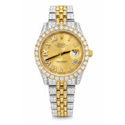 Dual Tone Moissanite Date Just  Wrist Watch For Men's