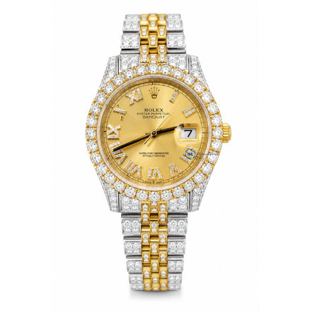 Dual Tone Moissanite Date Just  Wrist Watch For Men's