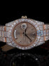 Brown Dial Day Date Moissanite Rose Gold Rapper Style Wrist Watch