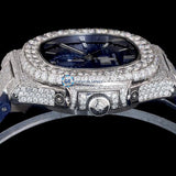 Blue Rubber Strap Moissanite Diamond Luxury Watch