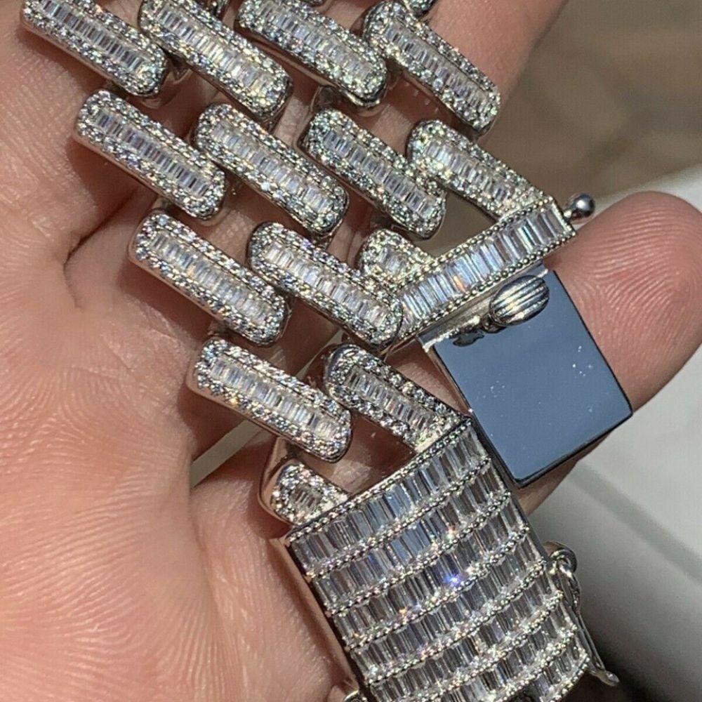 Baguette Moissanite Miami Cuban Link Bracelet