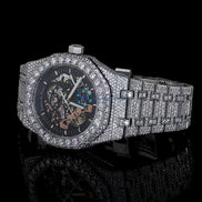 Moissanite Automatic Skeleton Bust Down Full White Luxury Watch