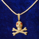 Hip Hop Skull and Bones Moissanite Diamond Pendant