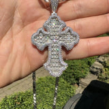 Moissanite Bagutte Diamond Cross Silver Pendant