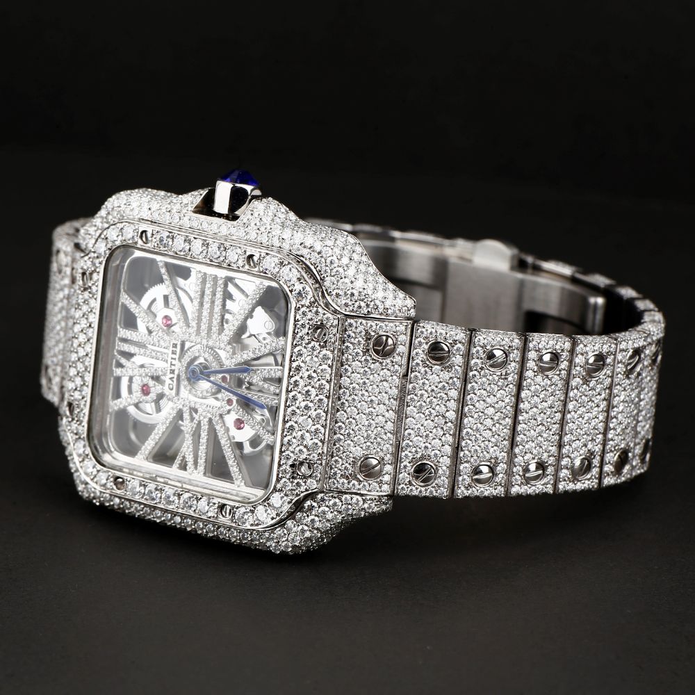 Iced Out Skeleton Moissanite Automatic Watch