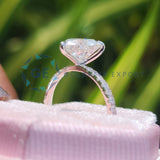 Pave Set Heart Cut Lab Grown Diamond Wedding Ring