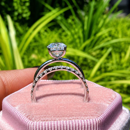 2 Carat Pear Cut Lab Grown Diamond Solitaire Wedding Ring Set