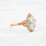 Lab Created Moissanite Marquise Cut Halo Wedding Proposal Ring