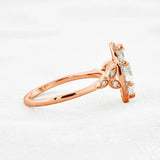 Lab Created Moissanite Marquise Cut Halo Wedding Proposal Ring