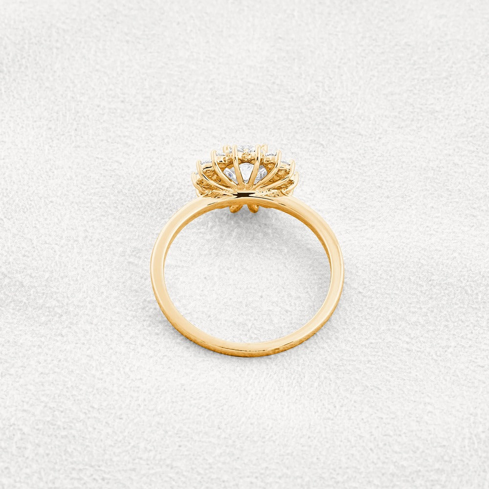 Moissanite Round Cut Floral Halo Wedding For Women