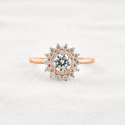 Moissanite Round Cut Floral Halo Wedding For Women