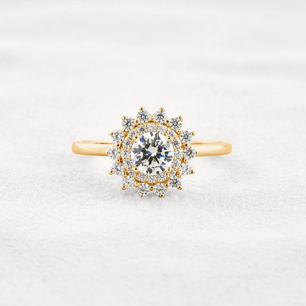 Moissanite Round Cut Floral Halo Wedding For Women