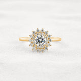 Moissanite Round Cut Floral Halo Wedding For Women