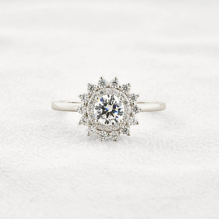 Moissanite Round Cut Floral Halo Wedding For Women