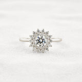 Moissanite Round Cut Floral Halo Wedding For Women