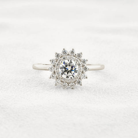 Moissanite Round Cut Floral Halo Wedding For Women
