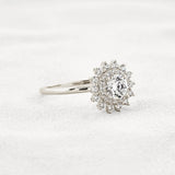 Moissanite Round Cut Floral Halo Wedding For Women
