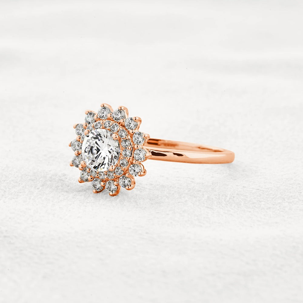 Moissanite Round Cut Floral Halo Wedding For Women