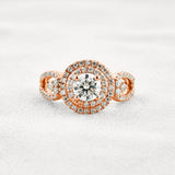 Double Halo Round Cut Moissanite Engagement Wedding Ring