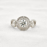 Double Halo Round Cut Moissanite Engagement Wedding Ring