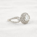 Double Halo Round Cut Moissanite Engagement Wedding Ring