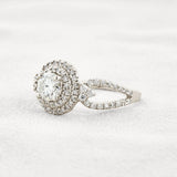 Double Halo Round Cut Moissanite Engagement Wedding Ring