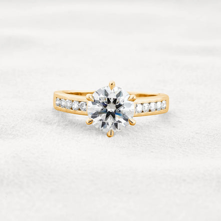 VVS1 Clarity Moissanite Round Cut Channel Set Engagement Ring