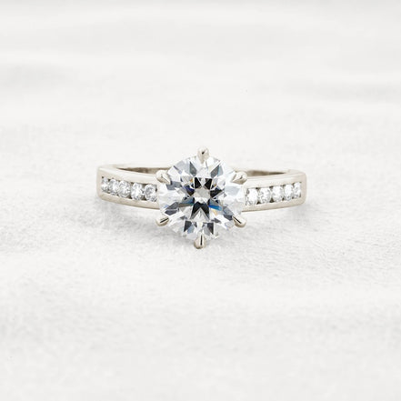 VVS1 Clarity Moissanite Round Cut Channel Set Engagement Ring