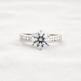 VVS1 Clarity Moissanite Round Cut Channel Set Engagement Ring
