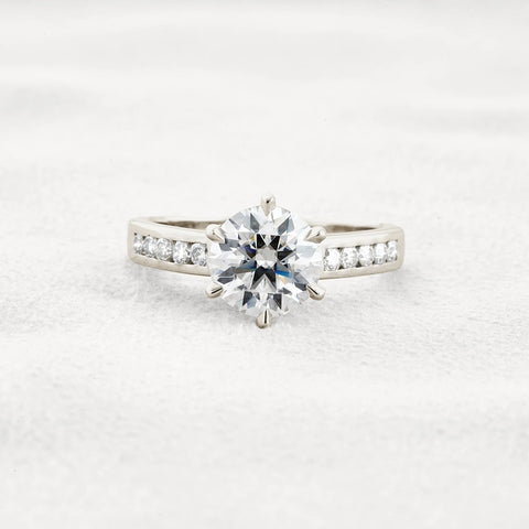 VVS1 Clarity Moissanite Round Cut Channel Set Engagement Ring
