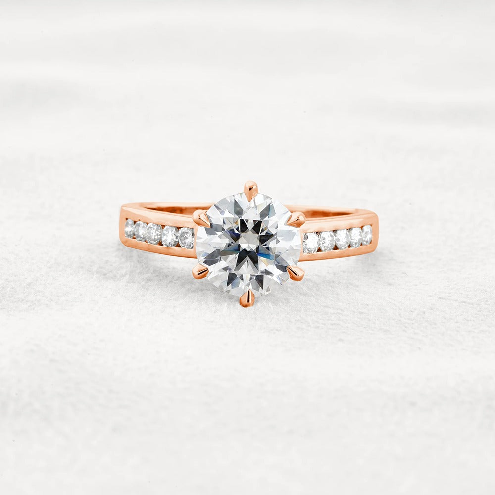VVS1 Clarity Moissanite Round Cut Channel Set Engagement Ring