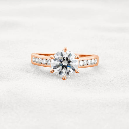 VVS1 Clarity Moissanite Round Cut Channel Set Engagement Ring
