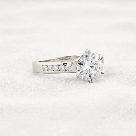 VVS1 Clarity Moissanite Round Cut Channel Set Engagement Ring