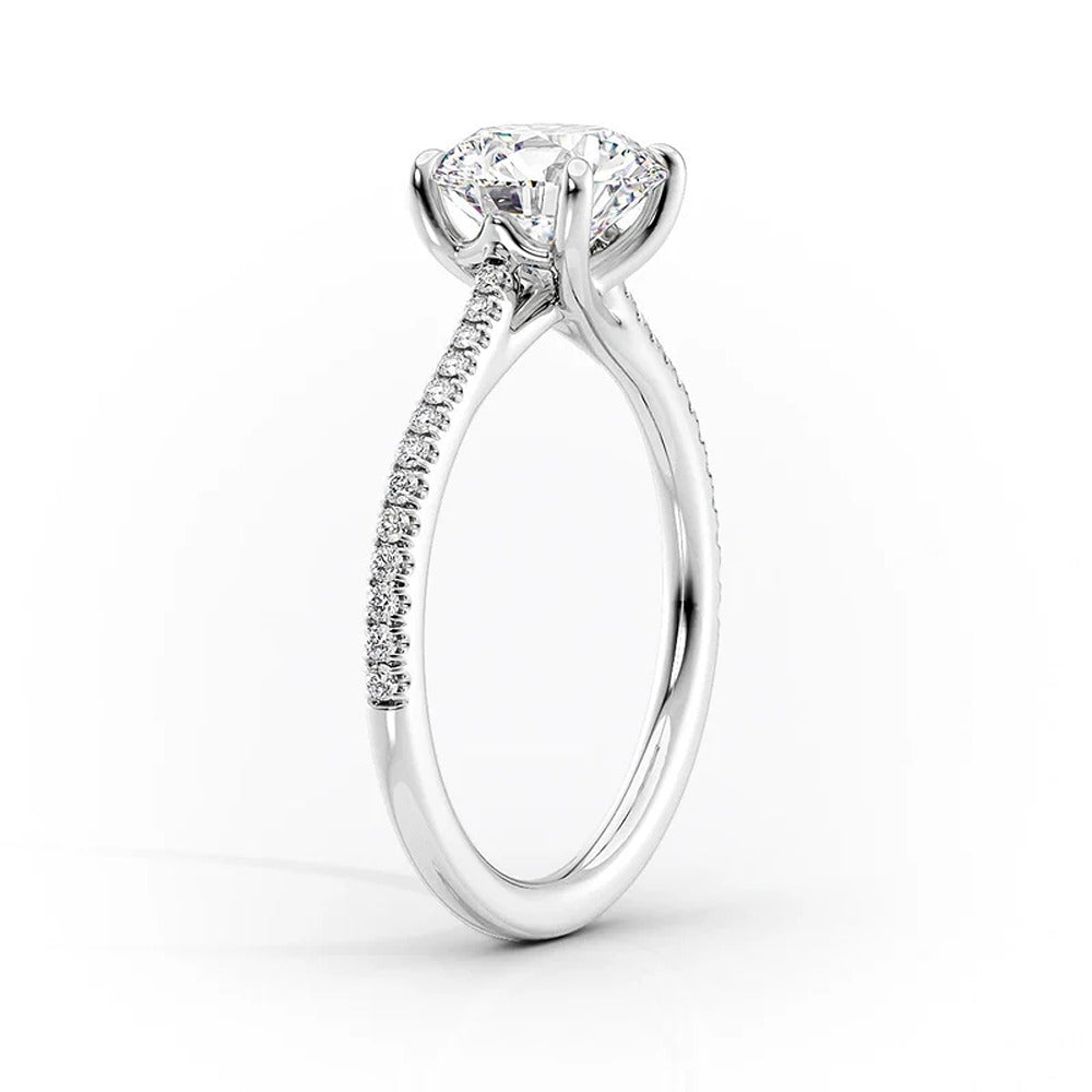 Pave Set Moissanite Oval Cut Engagement Ring