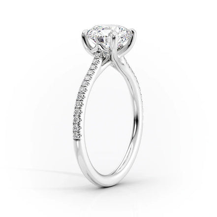 Pave Set Moissanite Oval Cut Engagement Ring