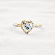 Heart Cut VVS1 Moissanite Diamond Halo Engagement Ring