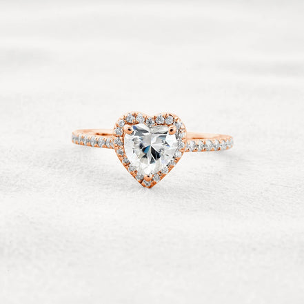 Heart Cut VVS1 Moissanite Diamond Halo Engagement Ring