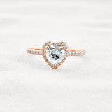 Heart Cut VVS1 Moissanite Diamond Halo Engagement Ring