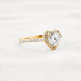 Heart Cut VVS1 Moissanite Diamond Halo Engagement Ring