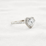 Heart Cut VVS1 Moissanite Diamond Halo Engagement Ring
