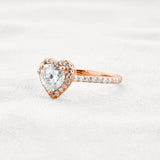 Heart Cut VVS1 Moissanite Diamond Halo Engagement Ring