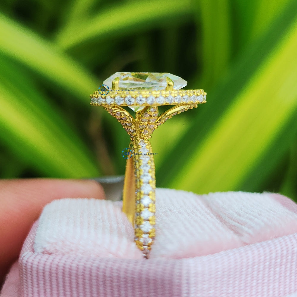 Pear Cut Lab Grown Diamond Micro Pave Wedding Ring